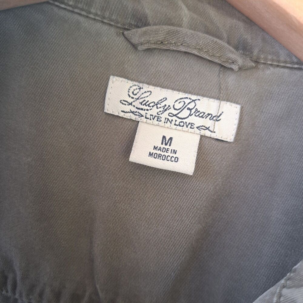 Lucky Brand Medium Olive Green Utility Military Vest Womens Zip Up Jacket Top - Picture 2 of 11